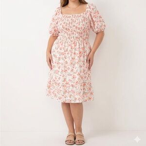Pink Floral Smocked Dress